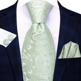 Gravata de Seda com Estampa Paisley Verde